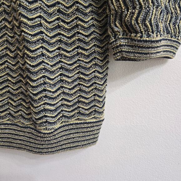 Jones NY Womens Vtg Y2K Eclectic Maximalist Indie Open Knit Chevron Cardigan PS - Picture 7 of 11